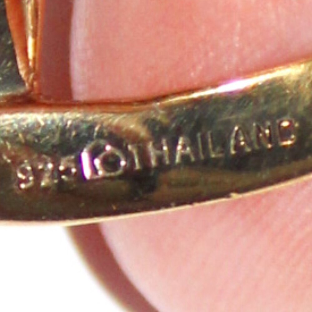 Goldtone Sterling Silver Elongated Hoop Earrings - Picture 4 of 5